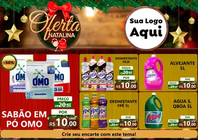 Modelo de Encarte para Encarte A4 Horizontal com o tema Ofertas Natalina para Produtos de Limpeza