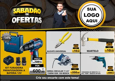 Modelo de Encarte para Encarte A4 Horizontal com o tema Sabadão de Ofertas para Maquinas e Ferramentas