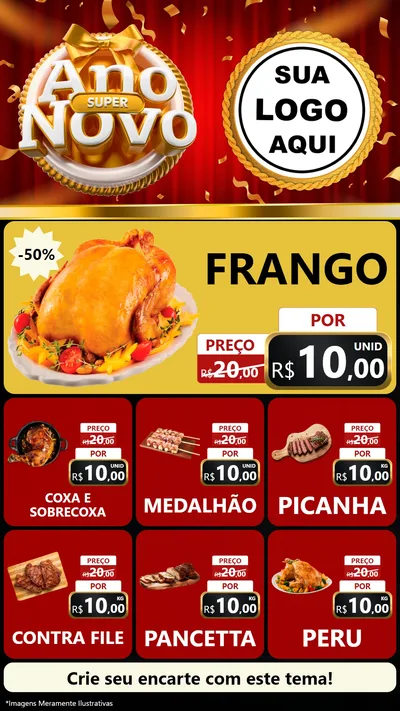 Modelo de Rede Social para Stories com o tema Super Ano Novo para Assados