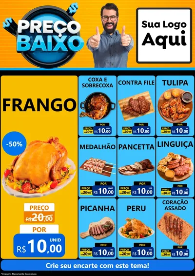Modelo de Encarte para Encarte A4 Vertical com o tema Preço Baixo para Assados