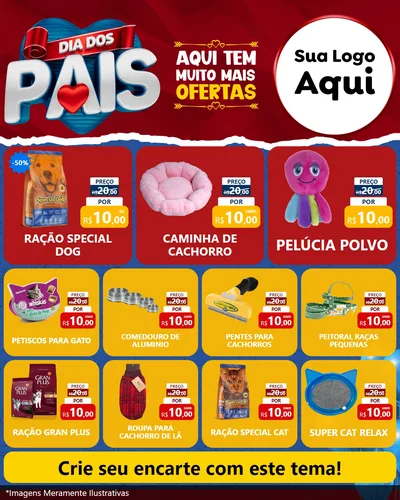 Modelo de Rede Social para Feed Instagram com o tema Dia dos Pais para Pet Shop