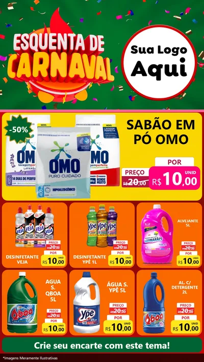 Modelo de Rede Social para Stories com o tema Esquenta de Carnaval para Produtos de Limpeza