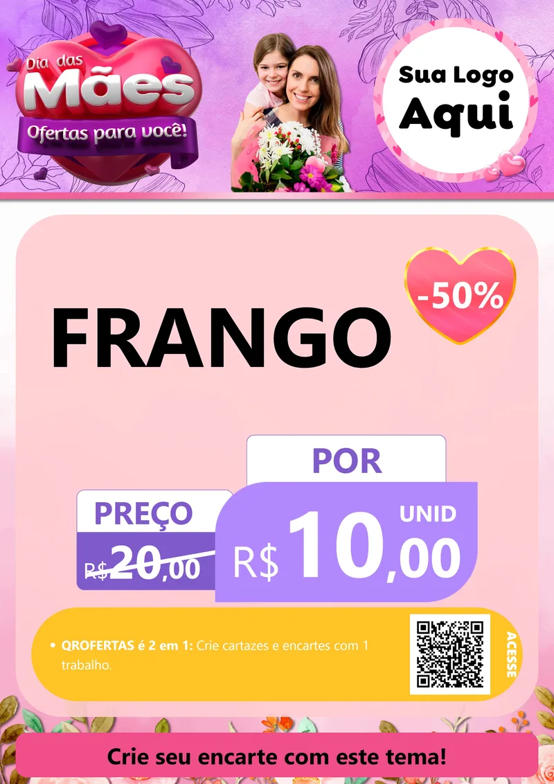 Modelo de Cartaz para Cartaz A4 Vertical com o tema Dia das Mães Ofertas para Você! para Assados