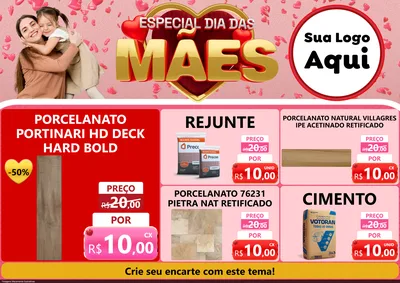 Modelo de Encarte para Encarte A4 Horizontal com o tema Especial Dia Das Mães para Pisos e revestimentos