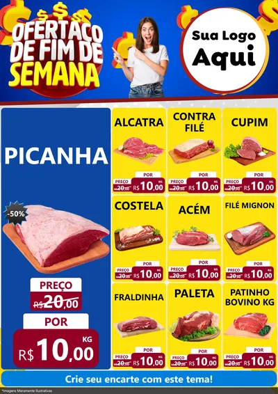 Modelo de Encarte para Encarte A4 Vertical com o tema Ofertaço de Fim de Semana para Açougue