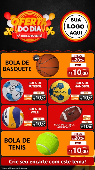 Modelo de TV para TV Vertical com o tema Oferta do Dia - Só hoje, Aproveite! para Artigos Esportivos