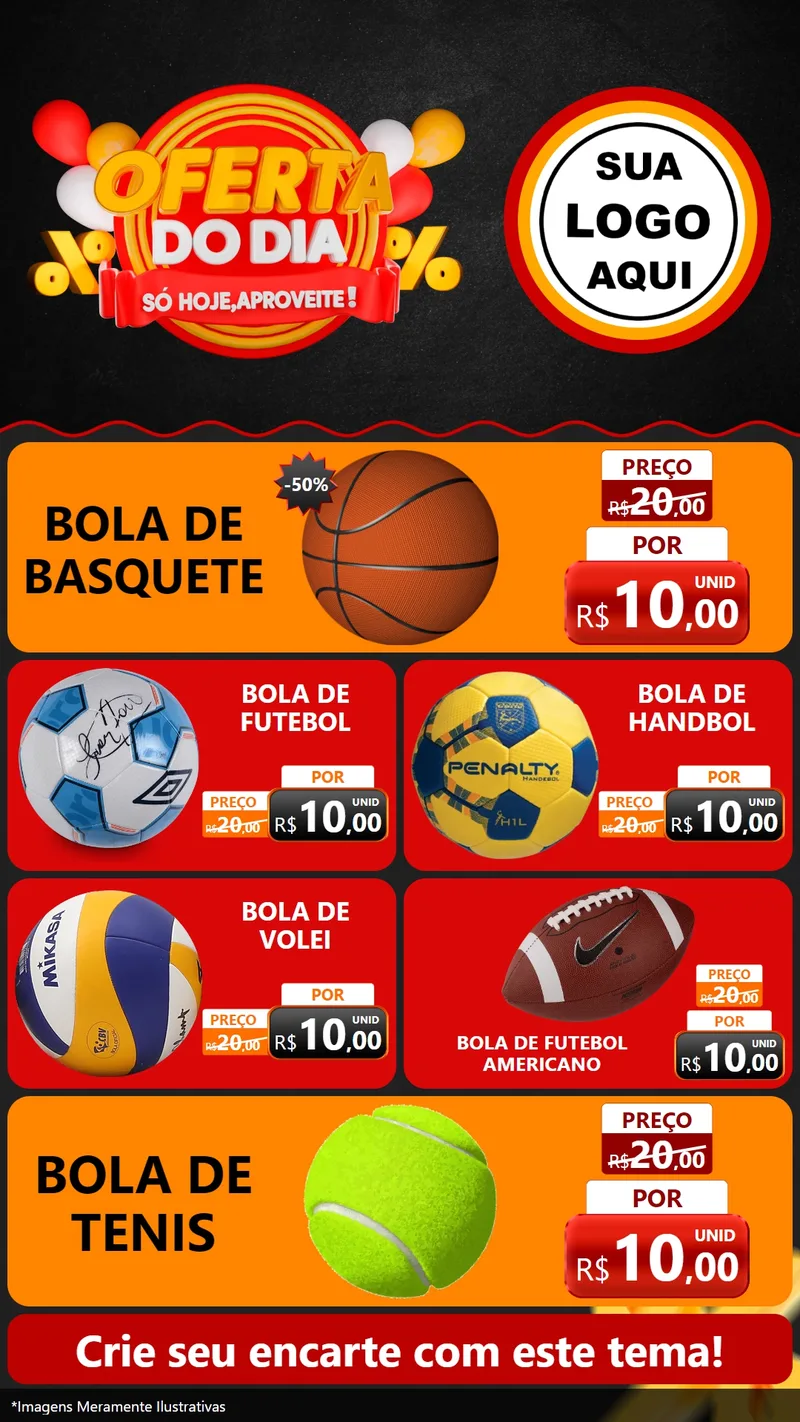 Modelo de TV para TV Vertical com o tema Oferta do Dia - Só hoje, Aproveite! para Artigos Esportivos