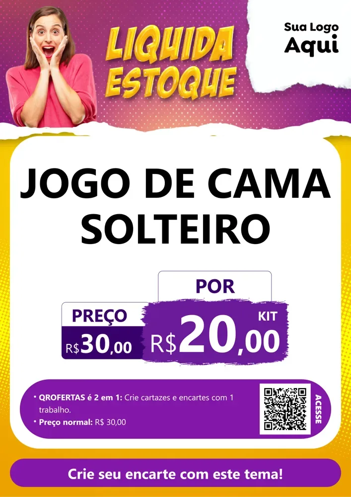 Modelo de Cartaz para Cartaz A4 Vertical com o tema Liquida estoque para Cama, Mesa e Banho