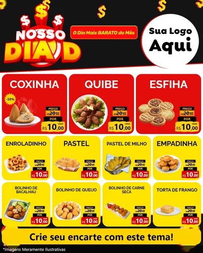 Modelo de Rede Social para Feed Instagram com o tema Nosso Dia D para Salgadaria