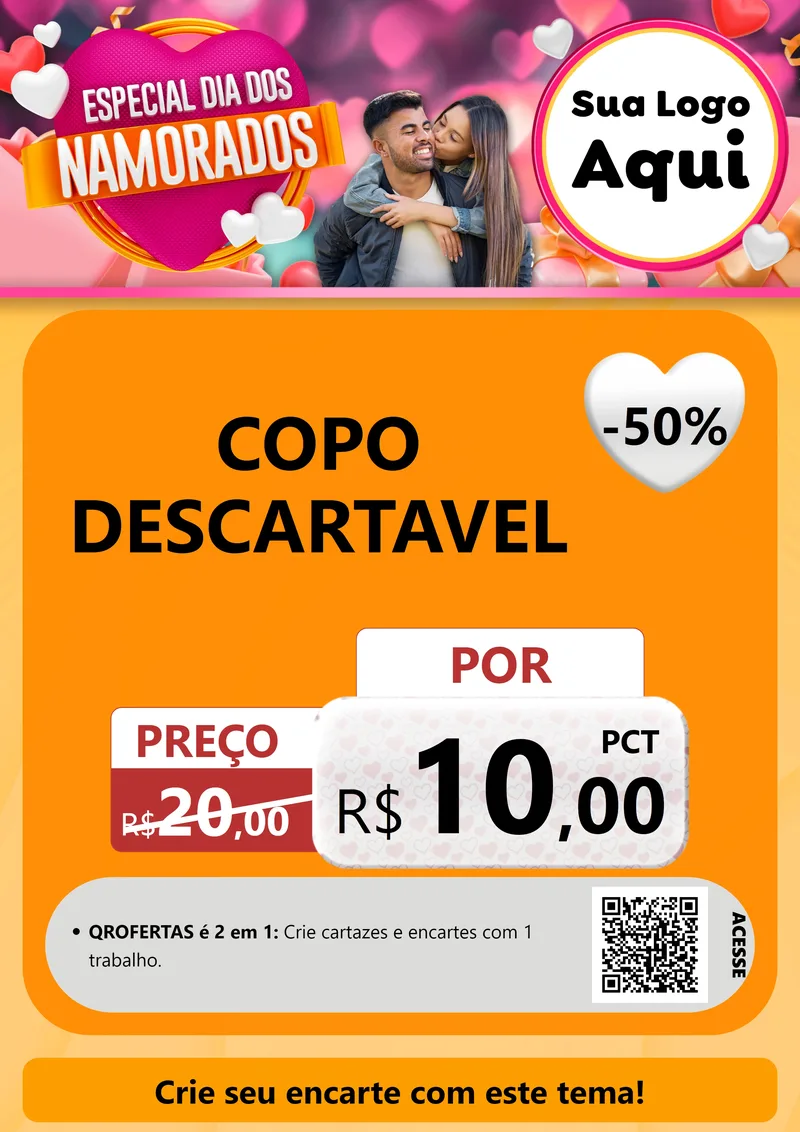 Modelo de Cartaz para Cartaz A4 Vertical com o tema Especial Dia dos Namorados para Embalagens