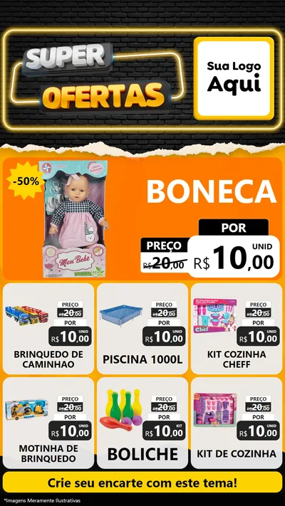 Modelo de Rede Social para Stories com o tema Super Ofertas para Brinquedos