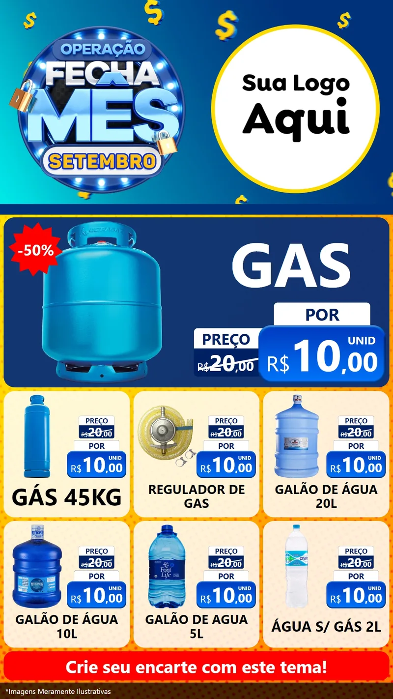 Modelo de Rede Social para Stories com o tema Operação Fecha Mês Setembro para Água e gás