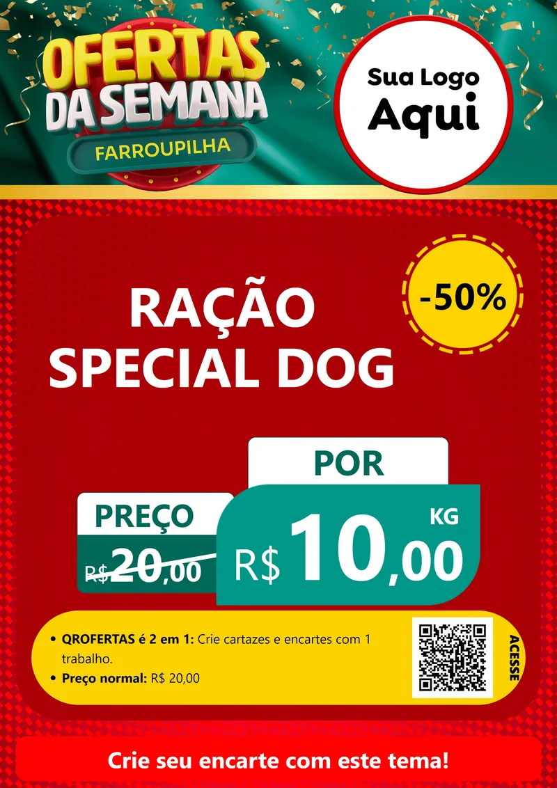 Modelo de Cartaz para Cartaz A4 Vertical com o tema Ofertas da Semana Farroupilha para Pet Shop