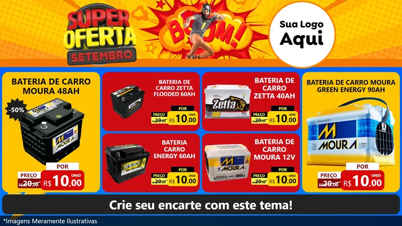 Modelo de TV para TV Horizontal com o tema Super Oferta Setembro para Baterias Elétricas