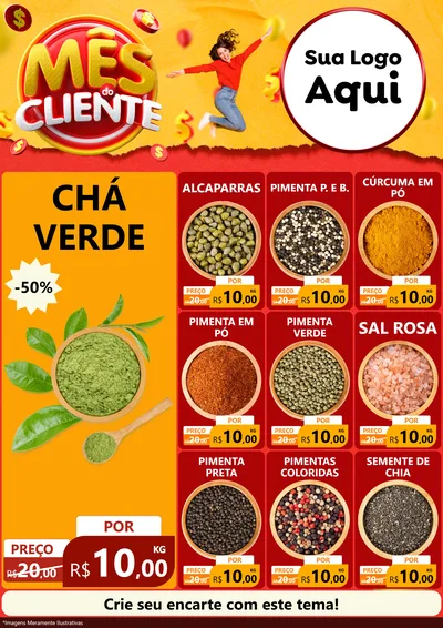 Modelo de Encarte para Encarte A4 Vertical com o tema Mês do Cliente para Produtos Naturais