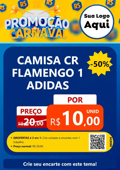 Modelo de Cartaz para Cartaz A4 Vertical com o tema Promoção de Carnaval para Roupas e acessórios