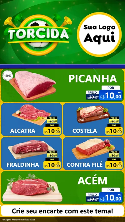 Modelo de TV para TV Vertical com o tema Torcida para Açougue