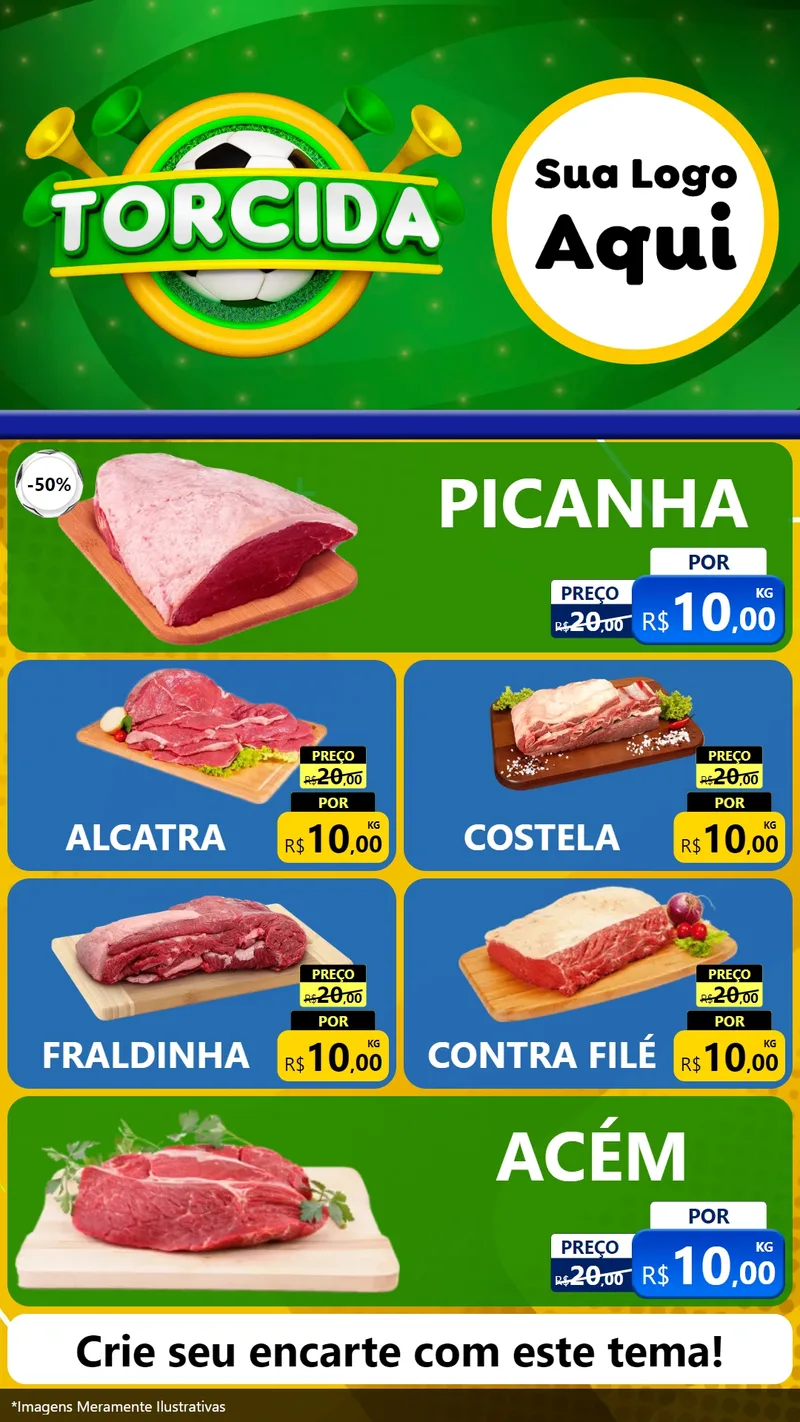 Modelo de TV para TV Vertical com o tema Torcida para Açougue