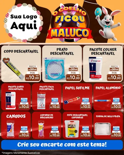 Modelo de Rede Social para Feed Instagram com o tema O Coelho Ficou Maluco - Páscoa para Embalagens
