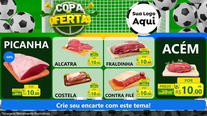 Modelo de TV para TV Horizontal com o tema Copa De Ofertas para Açougue