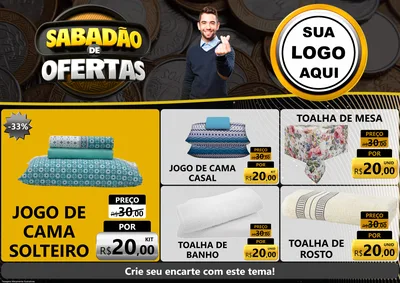 Modelo de Encarte para Encarte A4 Horizontal com o tema Sabadão de Ofertas para Cama, Mesa e Banho