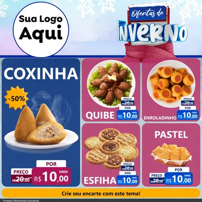 Modelo de Rede Social para Feed Facebook com o tema Ofertas de Inverno para Salgadaria