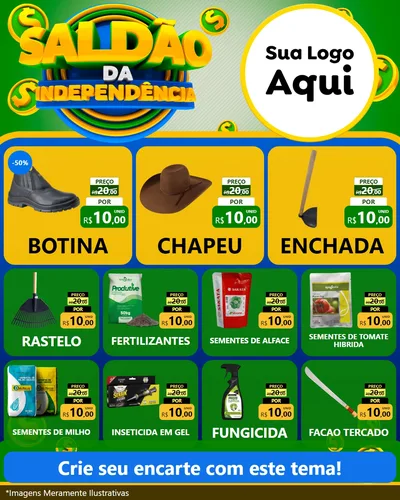 Modelo de Rede Social para Feed Instagram com o tema Saldão da Indepêndencia para Agropecuária