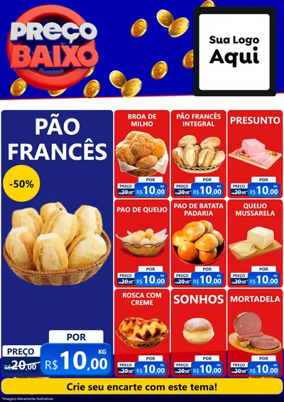 Modelo de Encarte para Encarte A4 Vertical com o tema Preço Baixo para Padaria