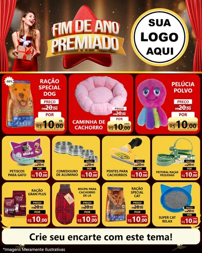 Modelo de Rede Social para Feed Instagram com o tema Fim de Ano Premiado para Pet Shop