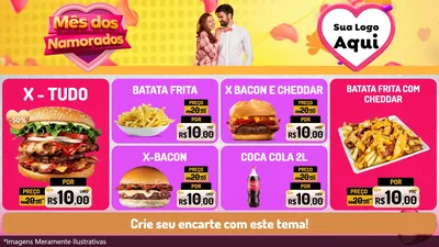 Modelo de TV para TV Horizontal com o tema Mês dos Namorados para Hamburgueria