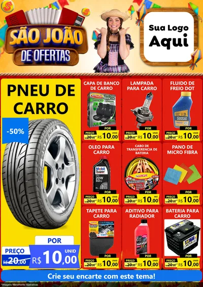 Modelo de Encarte para Encarte A4 Vertical com o tema São João de Ofertas para Auto peças