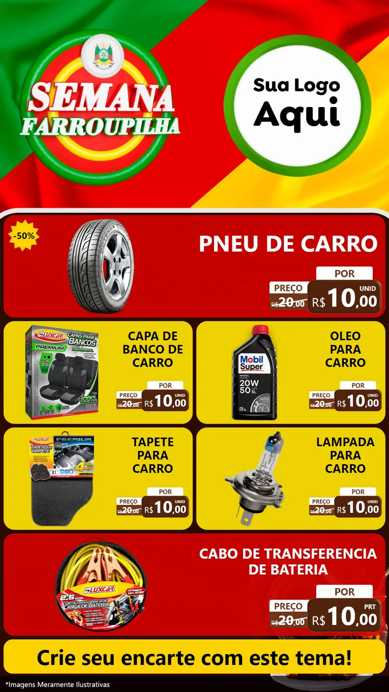 Modelo de TV para TV Vertical com o tema Semana Farroupilha para Auto peças