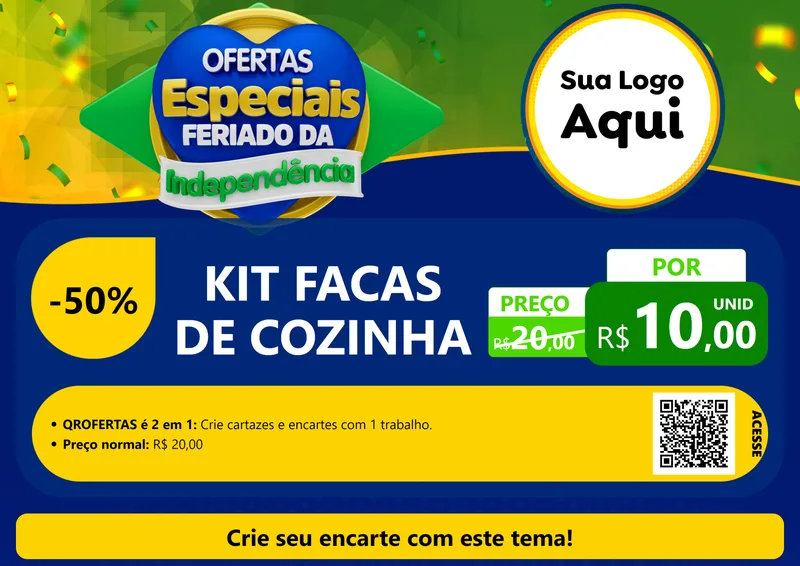 Modelo de Cartaz para Cartaz A4 Horizontal com o tema Ofertas Especiais Feriado da Independência para Utilidades Domésticas