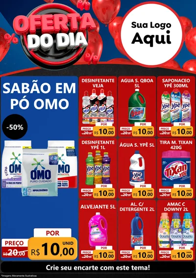 Modelo de Encarte para Encarte A4 Vertical com o tema Oferta do Dia para Produtos de Limpeza
