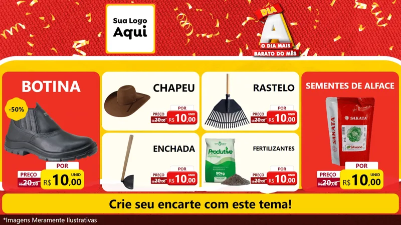 Modelo de TV para TV Horizontal com o tema Dia A o Dia Mais Barato do Mês para Agropecuária