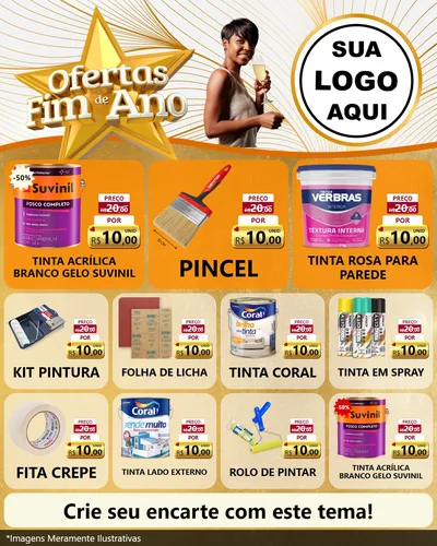 Modelo de Rede Social para Feed Instagram com o tema Ofertas Fim de Ano para Tintas e Ferramentas