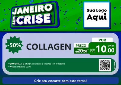 Modelo de Cartaz para Cartaz A4 Horizontal com o tema Janeiro Sem Crise para Suplementos alimentares