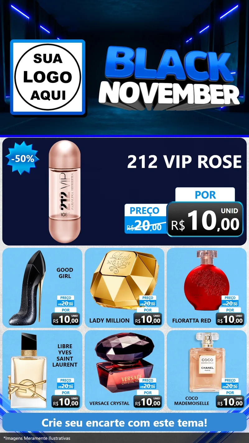 Modelo de Rede Social para Stories com o tema Black November para Perfumes