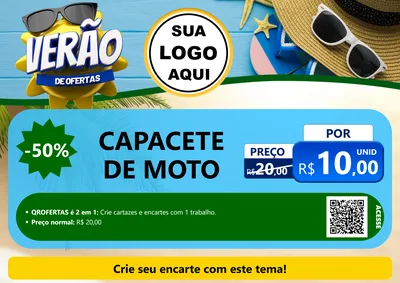 Modelo de Cartaz para Cartaz A4 Horizontal com o tema Verão de Ofertas para Moto peças
