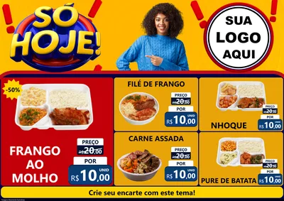 Modelo de Encarte para Encarte A4 Horizontal com o tema Só Hoje! para Restaurante