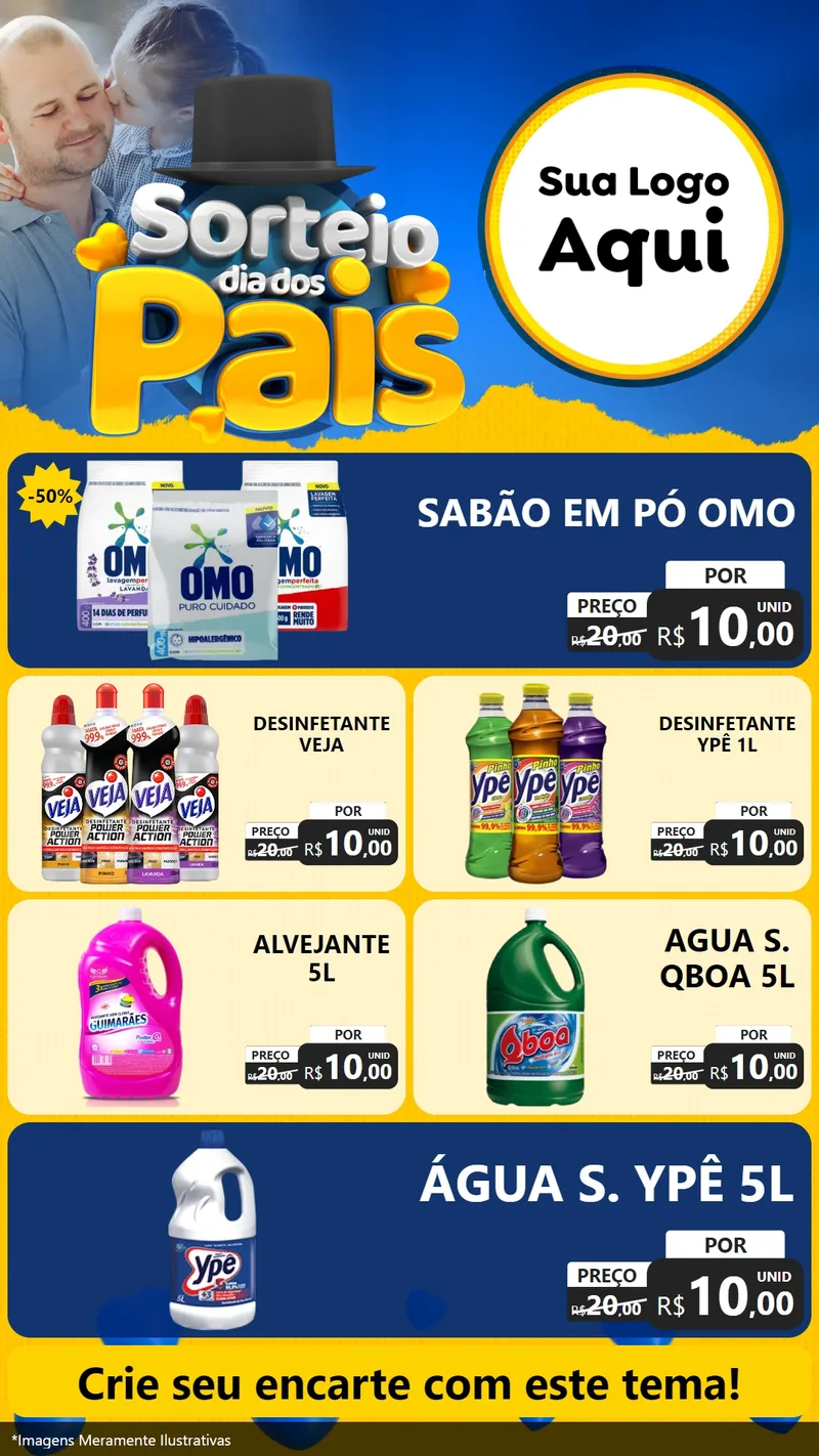 Modelo de TV para TV Vertical com o tema Sorteio Dia Dos Pais para Produtos de Limpeza
