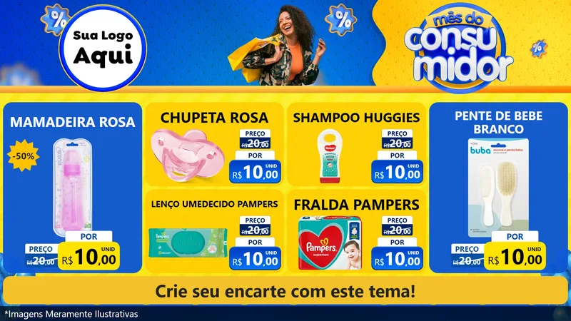 Modelo de TV para TV Horizontal com o tema Mês do Consumidor para Bebês