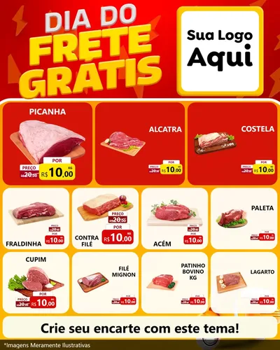 Modelo de Rede Social para Feed Instagram com o tema Dia do Frete Grátis para Açougue