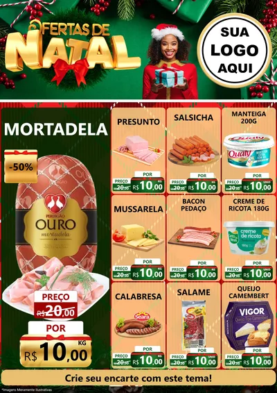 Modelo de Encarte para Encarte A4 Vertical com o tema Ofertas de Natal para Frios e Laticínios
