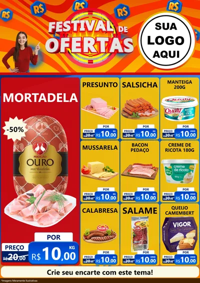 Modelo de Encarte para Encarte A4 Vertical com o tema Festival de Ofertas para Frios e Laticínios