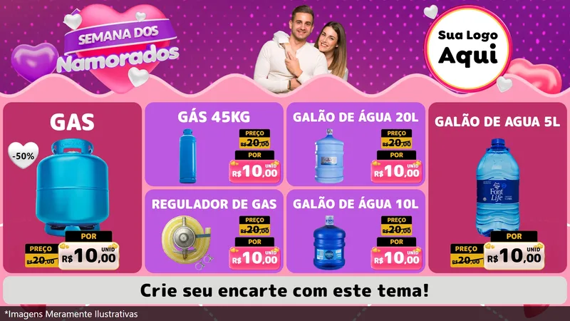 Modelo de TV para TV Horizontal com o tema Semana dos Namorados para Água e gás