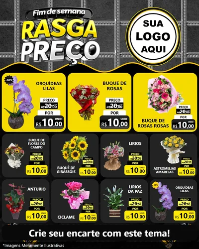 Modelo de Rede Social para Feed Instagram com o tema Fim de Semana Rasga Preço para Floricultura e jardim
