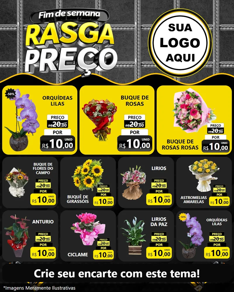 Modelo de Rede Social para Feed Instagram com o tema Fim de Semana Rasga Preço para Floricultura e jardim