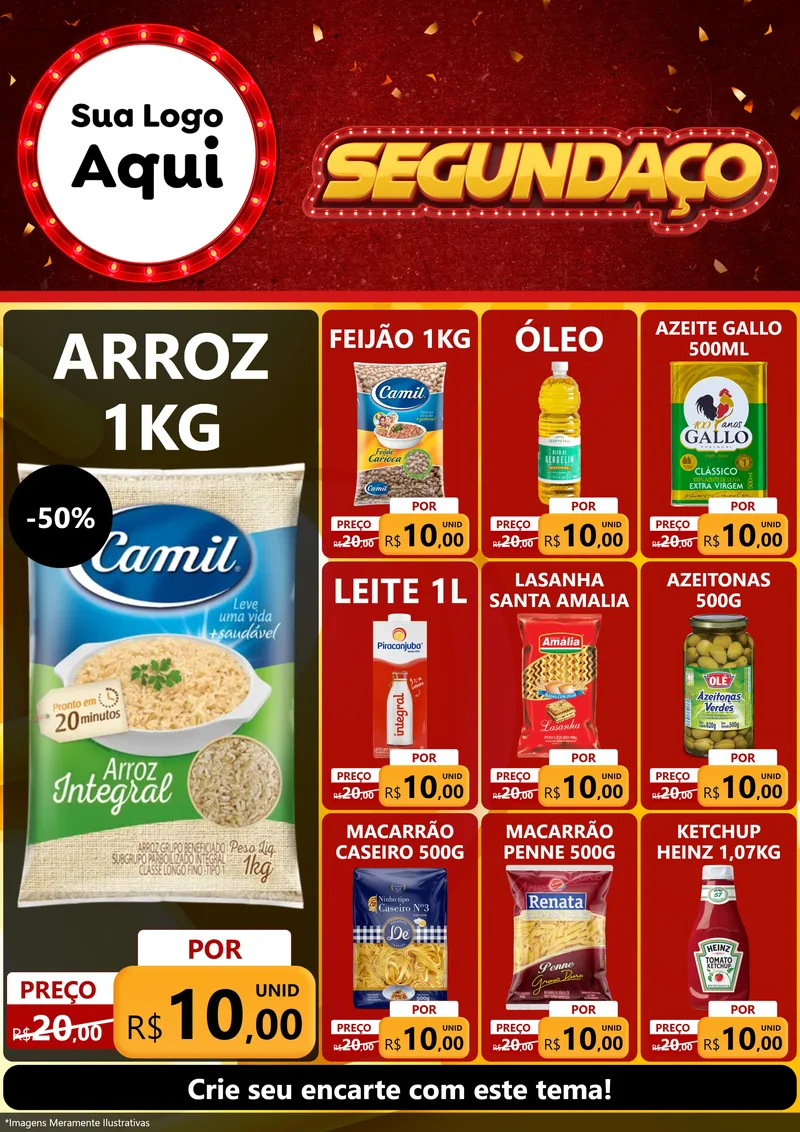 Modelo de Encarte para Encarte A4 Vertical com o tema Segundaço para Supermercado