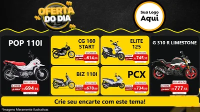 Modelo de TV para TV Horizontal com o tema Oferta Do Dia para Concessionaria de Motos